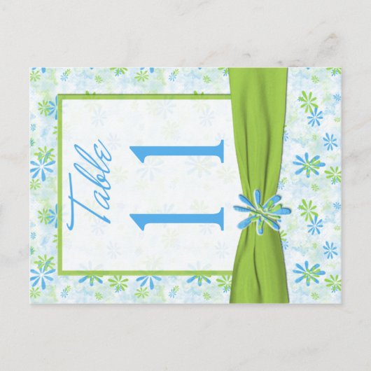 Doppelseitige Limone, blaue, weiße Tischnummer (Vorderseite)