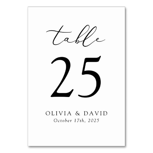 Doppelseitige Minimalistische moderne Tischnummer (Vorderseite)