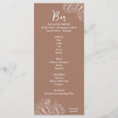 Doppelseitige Mocha Mousse Boho Blumenhochzeit Bar Menükarte (Rückseite)