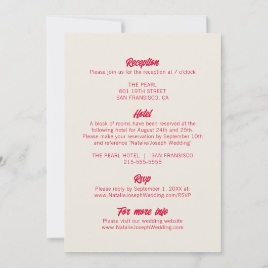 Doppelseitige, moderne, farbenfrohe Retro, mutige  Einladung (Rückseite)