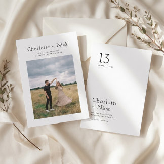 Doppelseitige moderne Foto-Hochzeit - Save-the-Dat Einladung