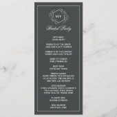 Doppelseitige Programmkarte Charcoal Gray Monogram Programm (Rückseite)
