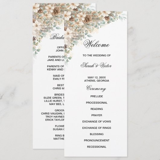 Doppelseitige Programmkarte Grün und Gold Programm (Vorne/Hinten)