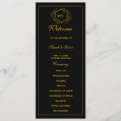 Doppelseitige Programmkarte Schwarz/Gold Monogramm Programm (Vorderseite)