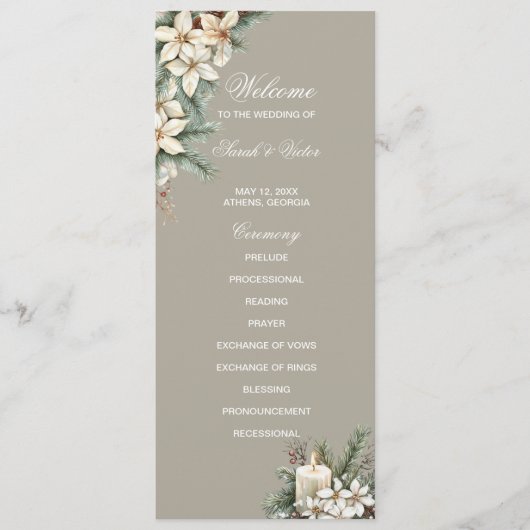 Doppelseitige Programmkarte Winter Themed beige Programm (Vorderseite)