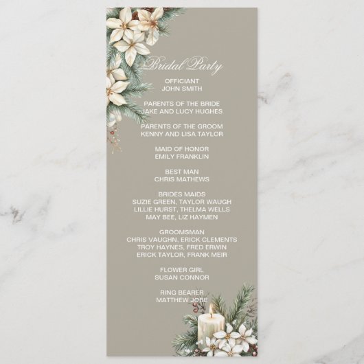 Doppelseitige Programmkarte Winter Themed beige Programm (Rückseite)