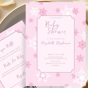 Doppelseitige rosa Schneeflocken-Baby-Shower-Einla Einladung