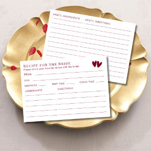 Doppelseitige rote Valentinstag Brautparty Rezepte Begleitkarte