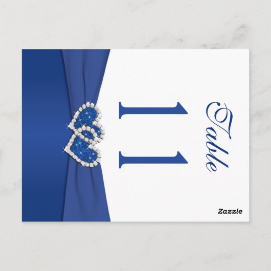 Doppelseitige Royal Blue and White Tischnummer (Rückseite)