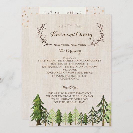 Doppelseitige rustikale Hochzeitsfeier Programm (Vorne/Hinten)