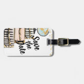 Doppelseitige Save the Date Hochzeitstorte Gepäckanhänger (Vorderseite horizontal)