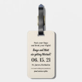 Doppelseitige Save the Date Hochzeitstorte Gepäckanhänger (Rückseite vertikal)