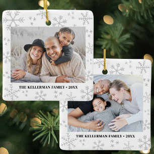 Doppelseitige Schneeflocke Zwei-Foto-Weihnachten Keramikornament