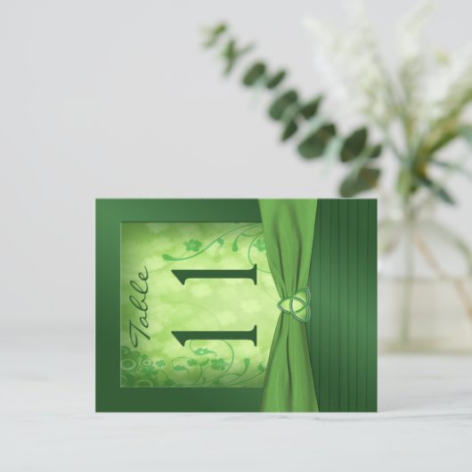 Doppelseitige Smaragdgrüne Tischnummer (Stehend Vorderseite)