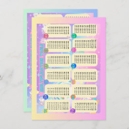 Doppelseitige Tabelle der Einhornmultiplikation Mitteilungskarte