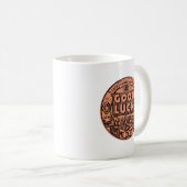 Doppelseitige Viel Glück-Münze auf einer soliden T Kaffeetasse (VorderseiteRechts)