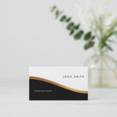 Doppelseitige Visitenkarte, schwarz u. weiß, Gold Visitenkarte (Stehend Vorderseite)