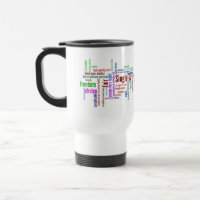 Doppelseitige Wort-Wolken-Reise-Tasse