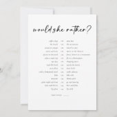 Doppelseitige Würden Sie lieber Brautparty-Spiele Einladung (Rückseite)