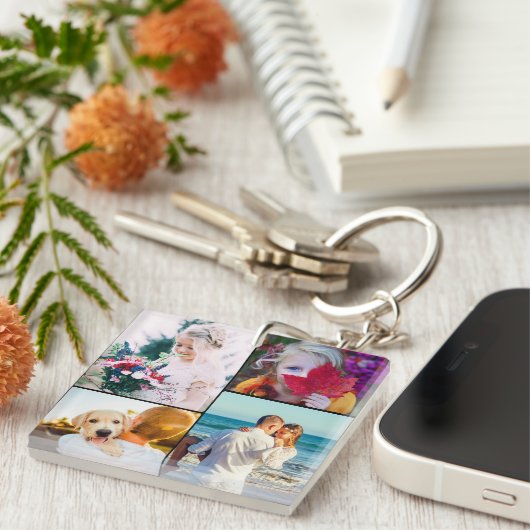 Doppelseitiger 8-Foto-Rundschwarzer Schlüsselanhän Schlüsselanhänger (Vorderseite rechts)