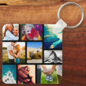 Doppelseitiger 9 Foto Collage Black Metal Schlüsse Schlüsselanhänger (Rückseite)