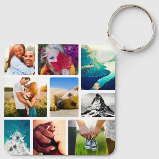 Doppelseitiger 9 Fotomaterial White Metal Schlüsse Schlüsselanhänger (Rückseite)