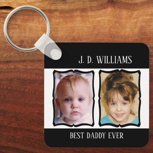 Doppelseitiger, bester Papa, Name 4 Foto schwarz h Schlüsselanhänger (Vorderseite)