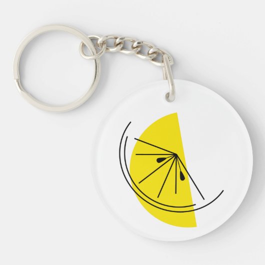 Doppelseitiger Citrus Lemon Monogramm-Kreis Schlüsselanhänger (Vorderseite)