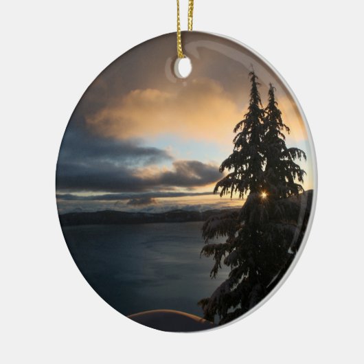 Doppelseitiger Crater See in der Winter-Verzierung Keramik Ornament (Links)