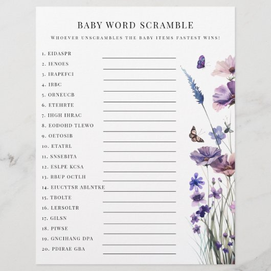 Doppelseitiger Flyer für Babydusche (Hinten)