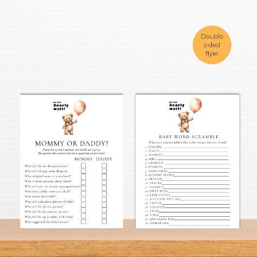 Doppelseitiger Flyer für Babydusche