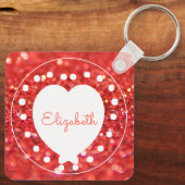 Doppelseitiger KorallenGlitzer Weißes Herz Schlüsselanhänger (Rückseite)