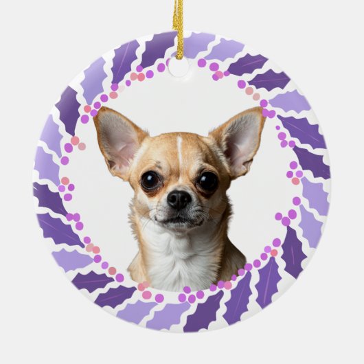 Doppelseitiger, maßgeschneiderter Lavendel-Chihuah Keramik Ornament (Hinten)