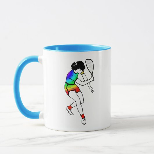 Doppelseitiger Retro-Racquetballspieler Tasse (Links)