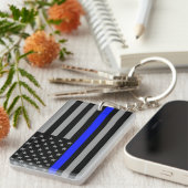 Doppelseitiger Schlüsselanhänger der Thin Blue Lin (Vorderseite rechts)