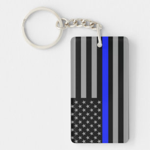 Doppelseitiger Schlüsselanhänger der Thin Blue Lin