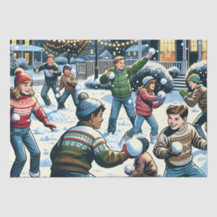Doppelseitiger Schneeballkampf Weihnachten Seidenpapier