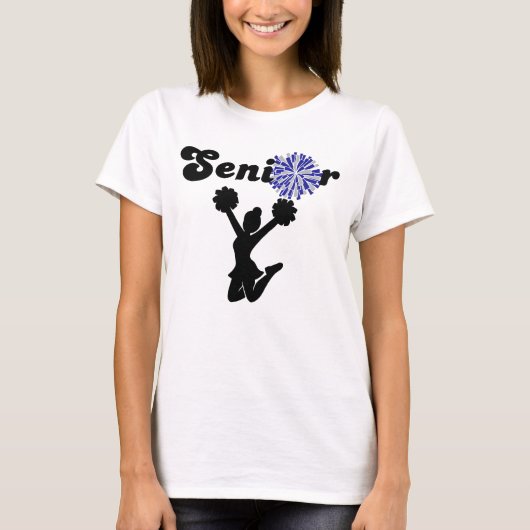 Doppelseitiger Senior Cheerleader Blau & Grau T-Shirt (Vorderseite)
