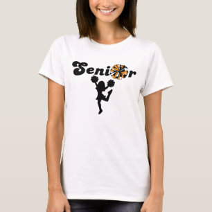 Doppelseitiger Senior Cheerleader Orange & Schwarz T-Shirt