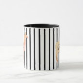 Doppelseitiger Streifen Pink Llama Monogramm Tasse (Zentrum)