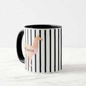 Doppelseitiger Streifen Pink Llama Monogramm Tasse (Vorderseite Links)