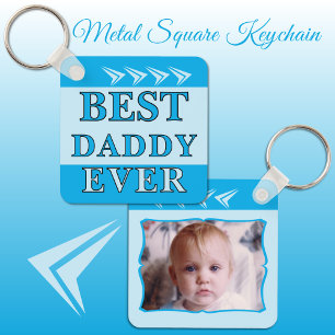 Doppelseitiges Best-Daddy-Ever-Foto blau Schlüsselanhänger