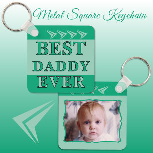 Doppelseitiges Best-Daddy-Ever-Foto grün Schlüsselanhänger