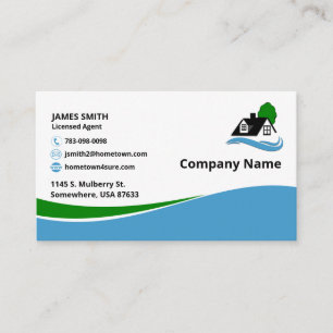 Doppelseitiges Blau/Grünes Real Anwesen Visitenkarte