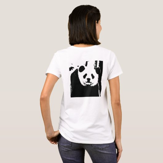 Doppelseitiges Design Panda Bär Elegante Frauen T-Shirt (Schwarz voll)