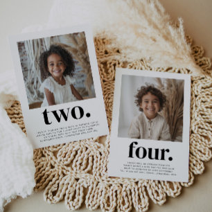 Doppelseitiges Foto Geburtstag - Junge Mädchen Einladung