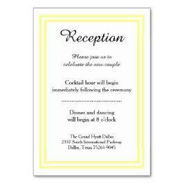 Doppelseitiges Gelbes Trimm - Empfang Einsteckkart Tischnummer