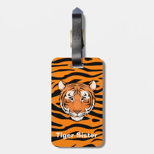 Doppelseitiges Gepäckanhänger "Tiger-Schwester" (Rückseite vertikal)