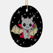 Doppelseitiges Halloween-Fledermäuse und Trick ode Keramik Ornament (Rechts)