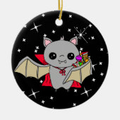 Doppelseitiges Halloween-Fledermäuse und Trick ode Keramik Ornament (Vorne)